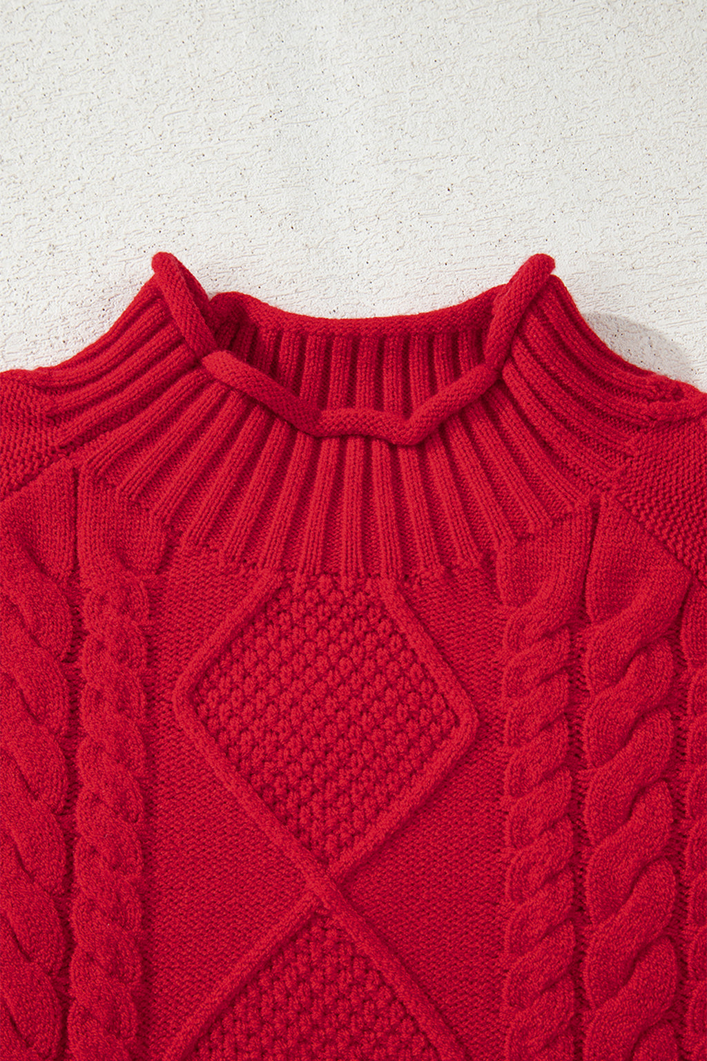 Fiery Red Cable Knit Baggy Sweater