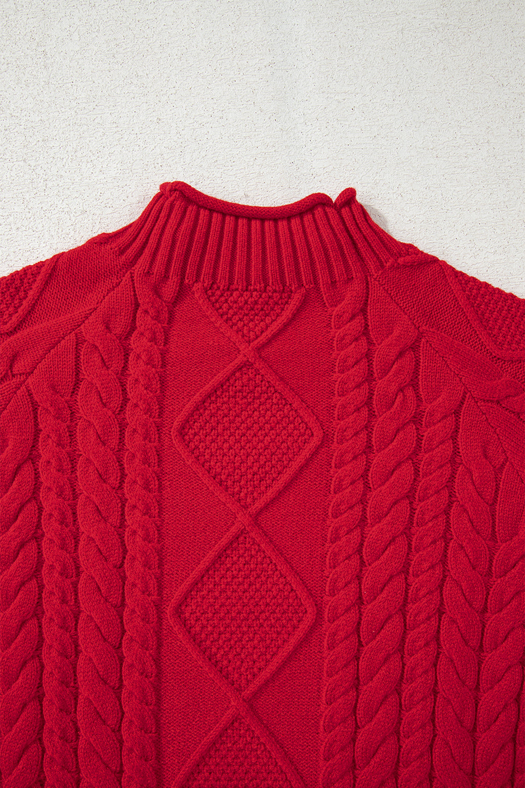 Fiery Red Cable Knit Baggy Sweater