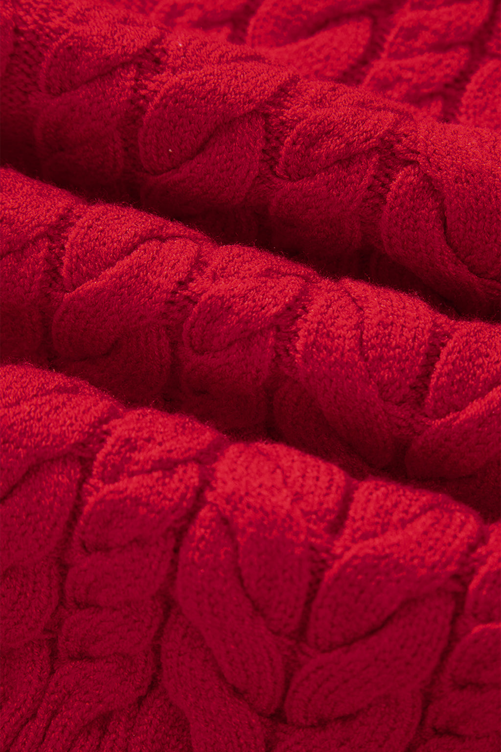 Fiery Red Cable Knit Baggy Sweater