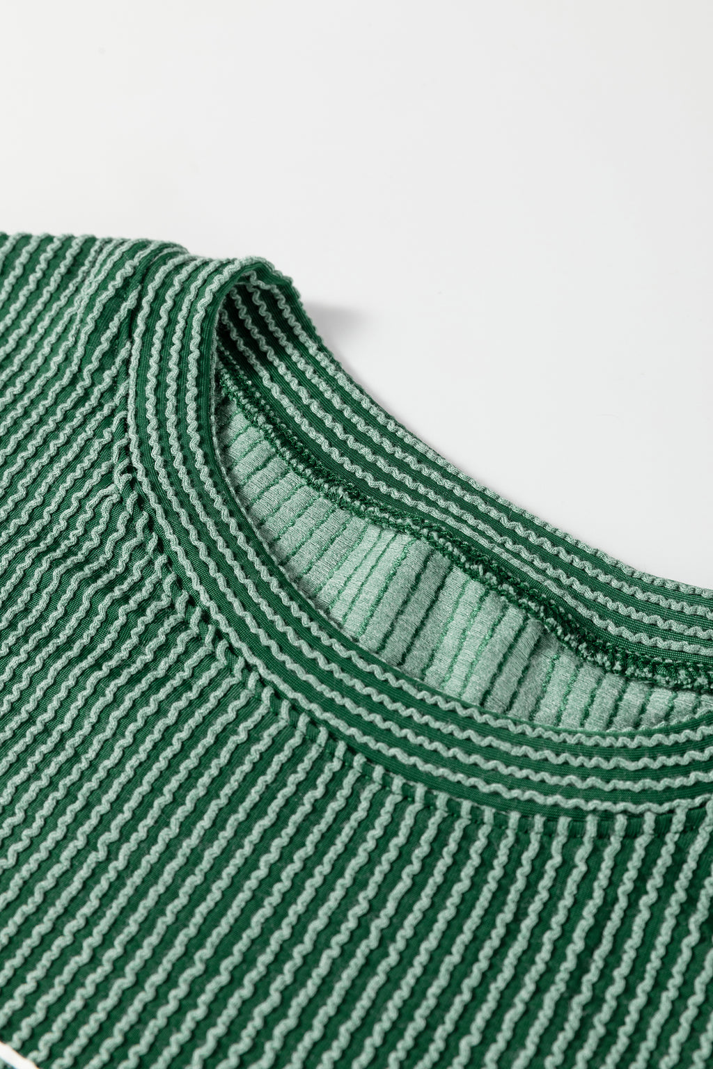 Blackish Green Twisted Rib Outlined Merry Letter Graphic Loose Long Sleeve Top