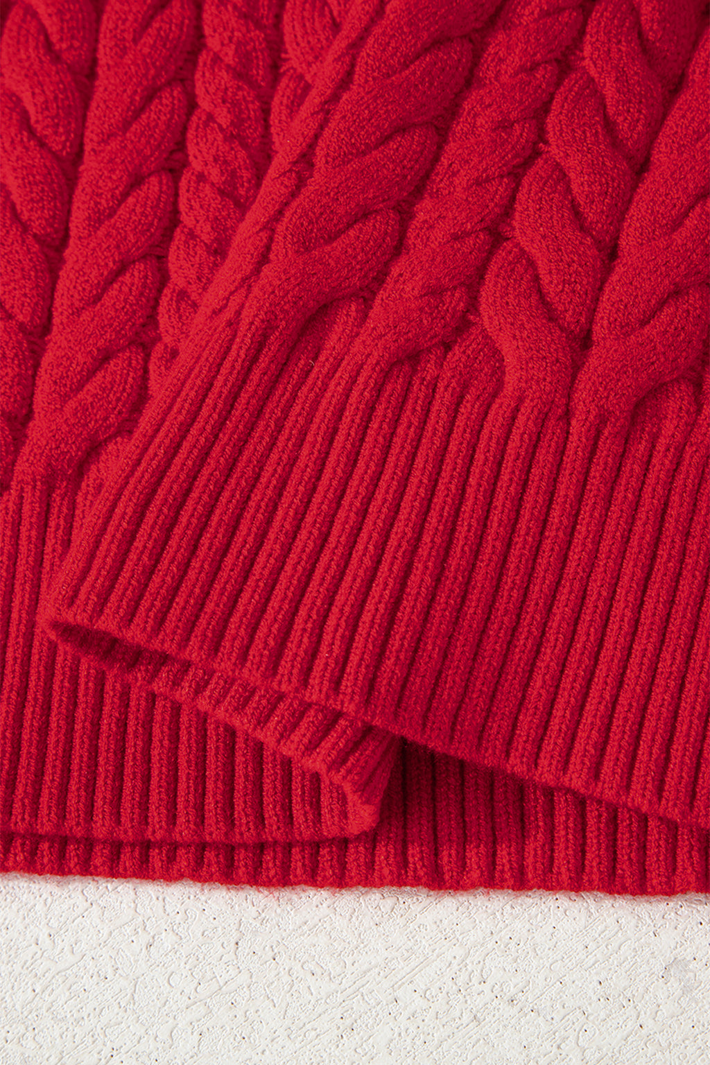 Fiery Red Cable Knit Baggy Sweater