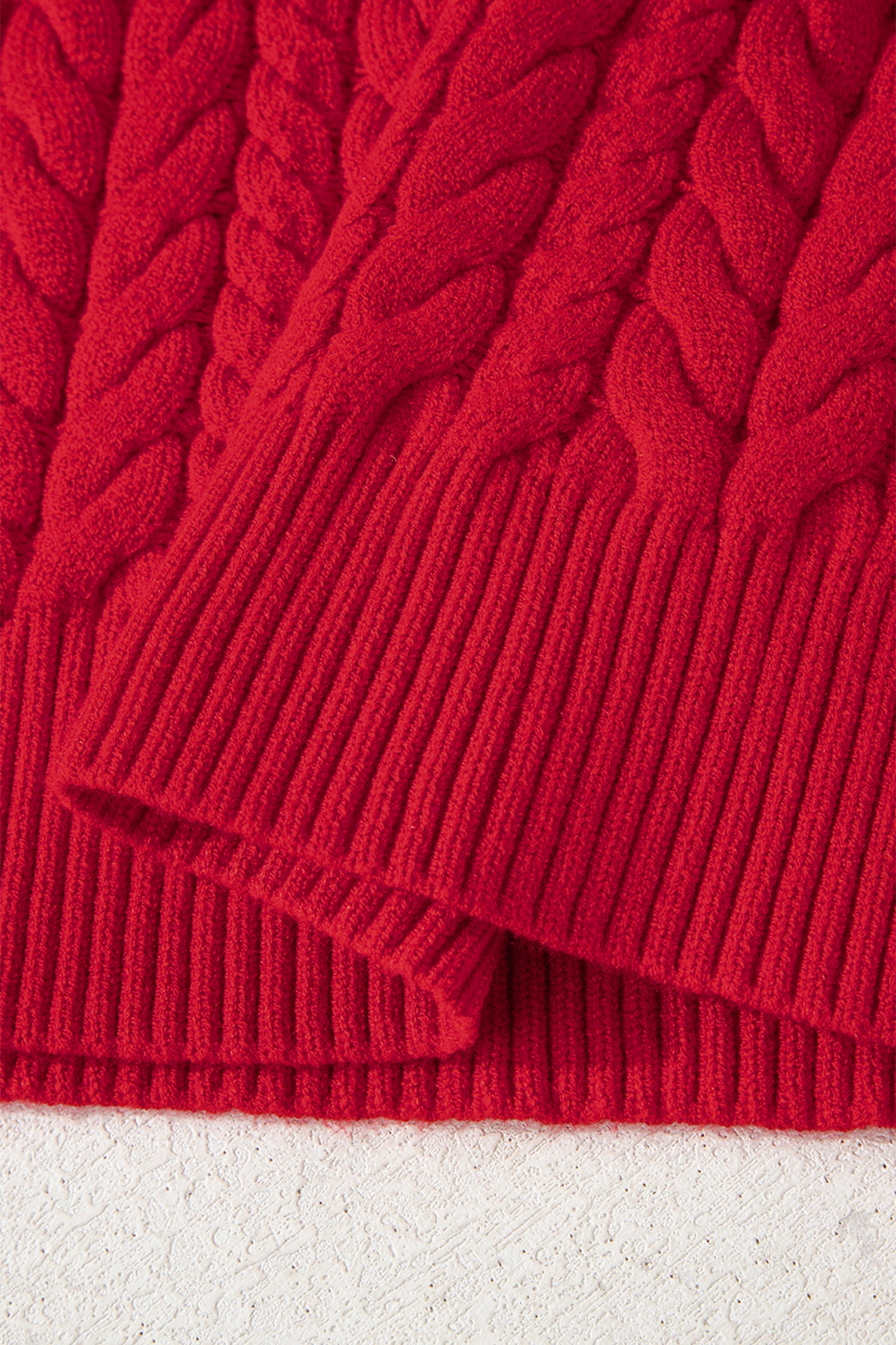 Fiery Red Cable Knit Baggy Sweater