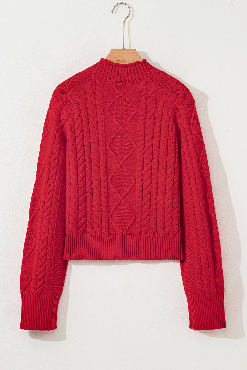 Fiery Red Cable Knit Baggy Sweater