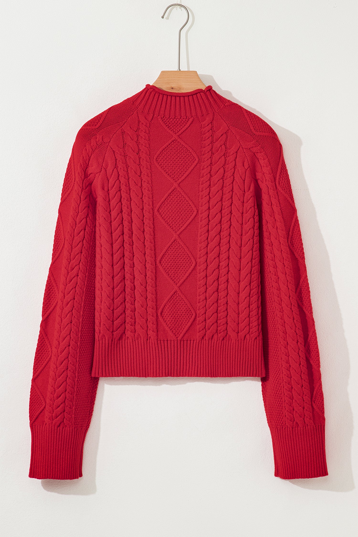 Fiery Red Cable Knit Baggy Sweater