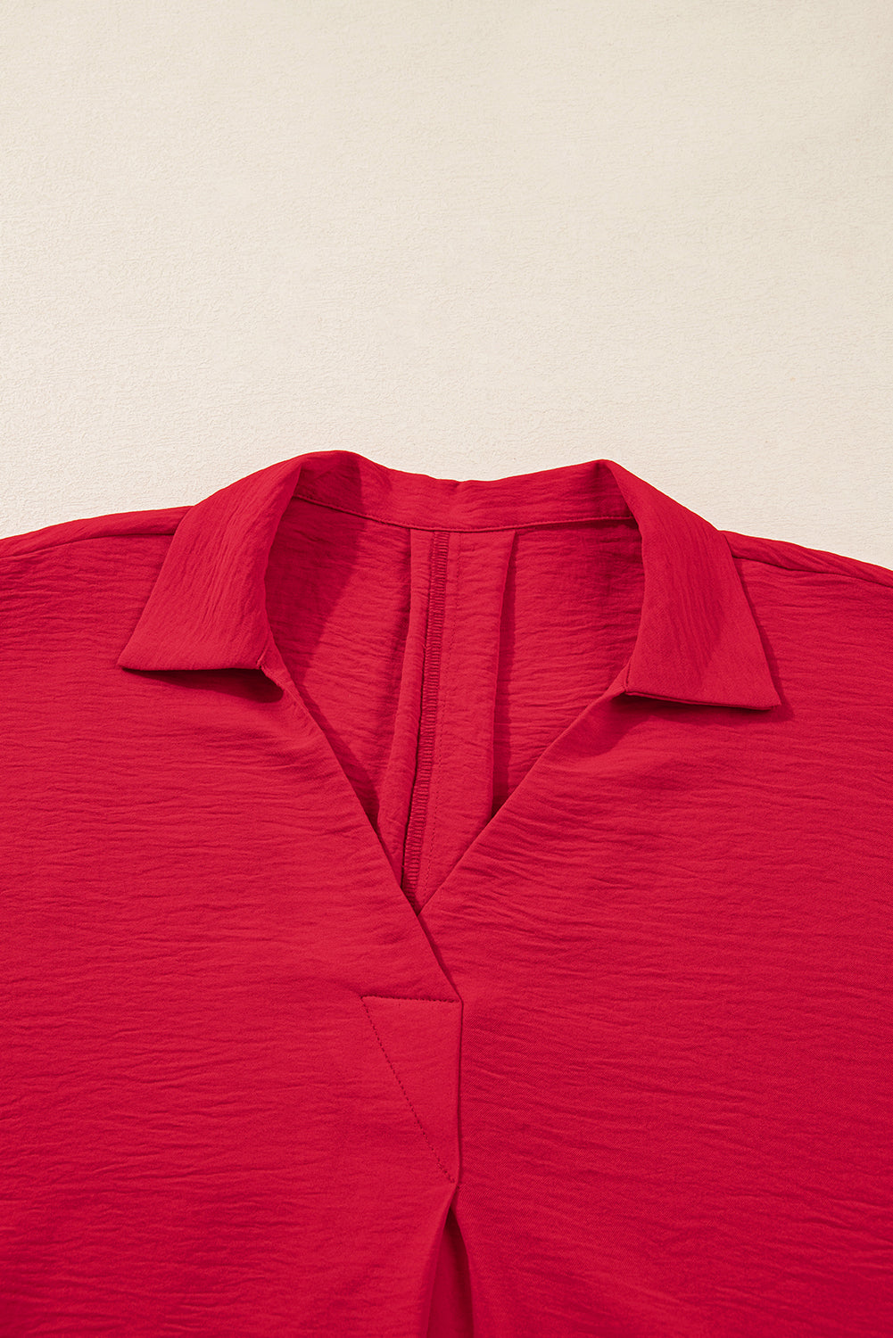 Fiery Red Plus Size Shirred Cuff Dolman Oversized Tunic Blouse