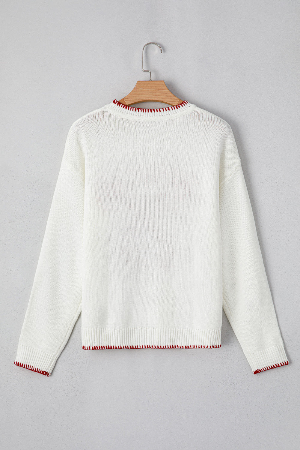 White Sweet Bow Long Sleeve Knit Sweater