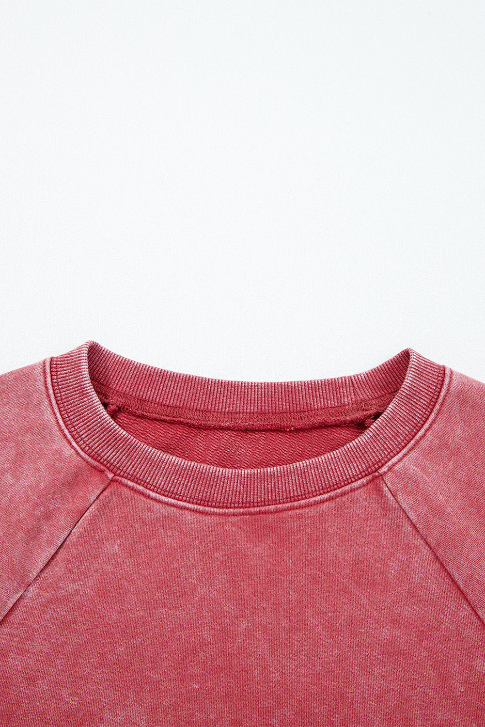 Racing Red Solid Color Raglan Sleeve Pullover Sweatshirt
